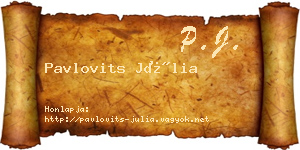 Pavlovits Júlia névjegykártya
